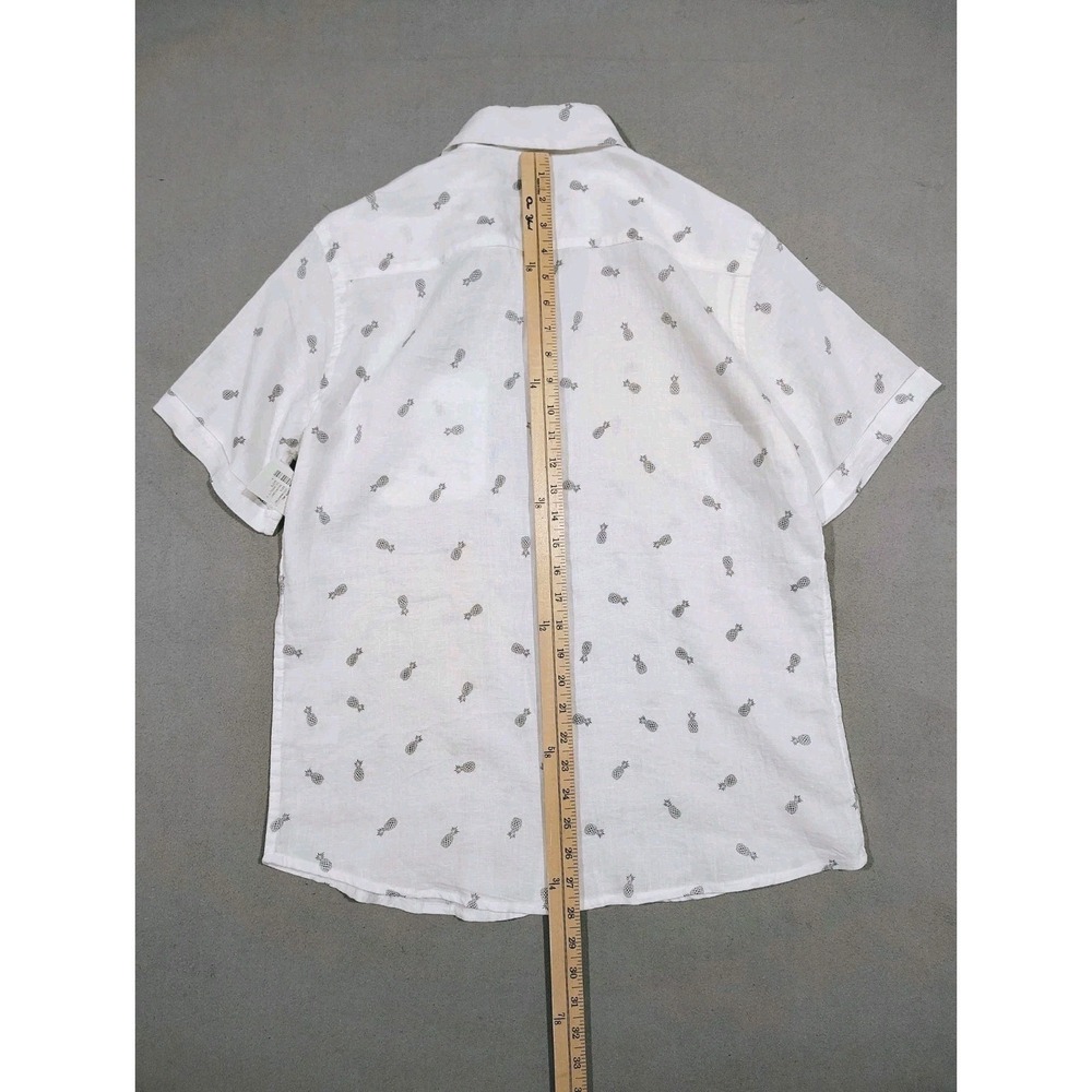 Saks Fifth Avenue Linen Shirt Mens Pineapple Print  Medium White NWT Casual M - Picture 11 of 11